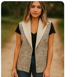 Fabiana Filippi Womens Green Gray Capo Reversible Shearling Designer Vest XXS